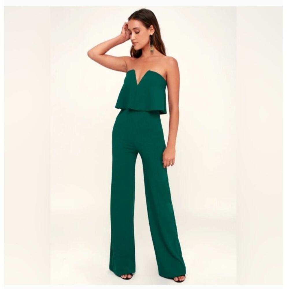 lulus Power of Love Green Strapless Jumpsuit Size XS Formal Cocktail